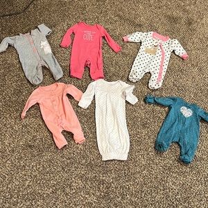 Newborn baby girl sleepers